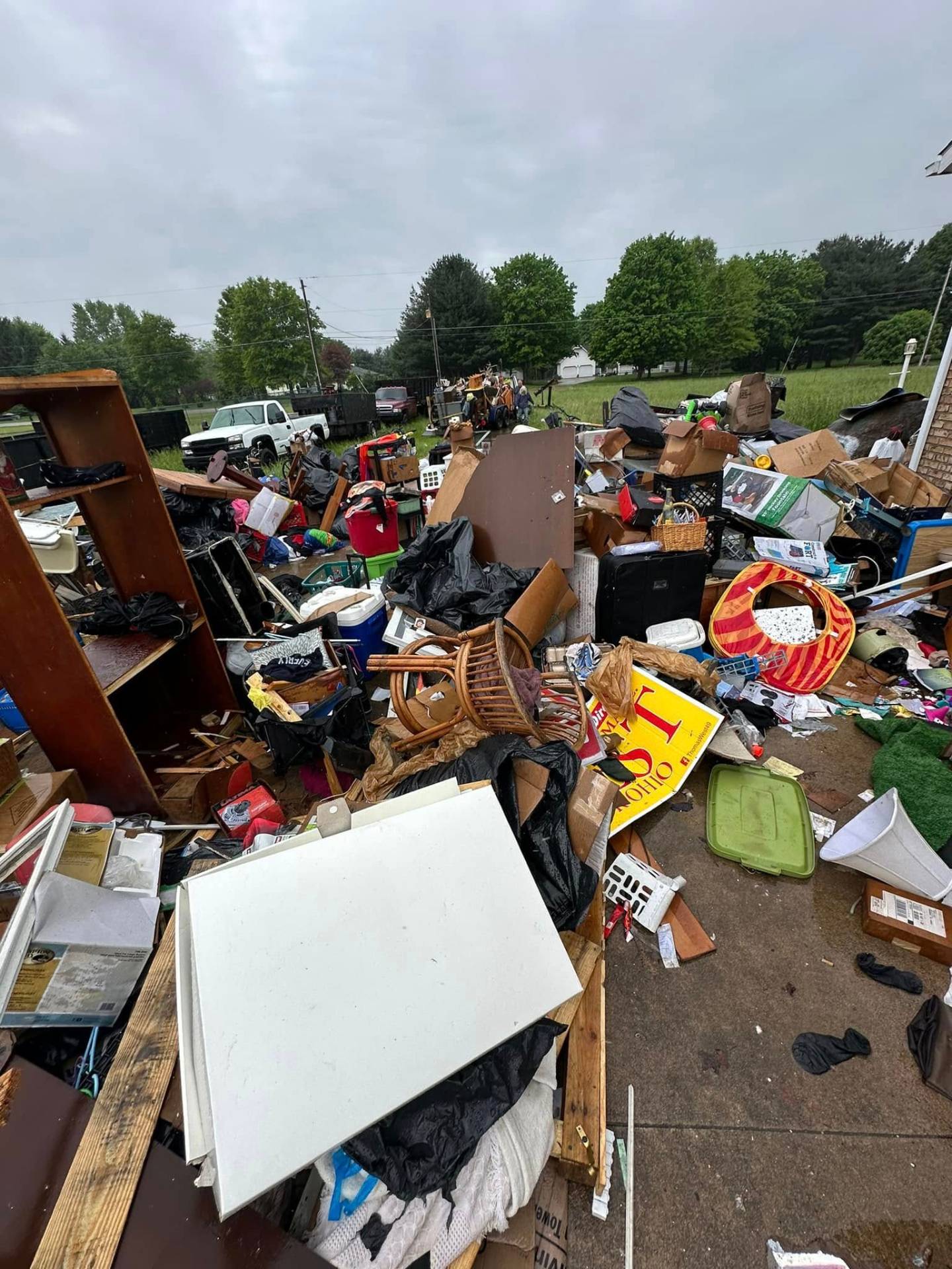 Large pile of household junk and debris ready for hauling